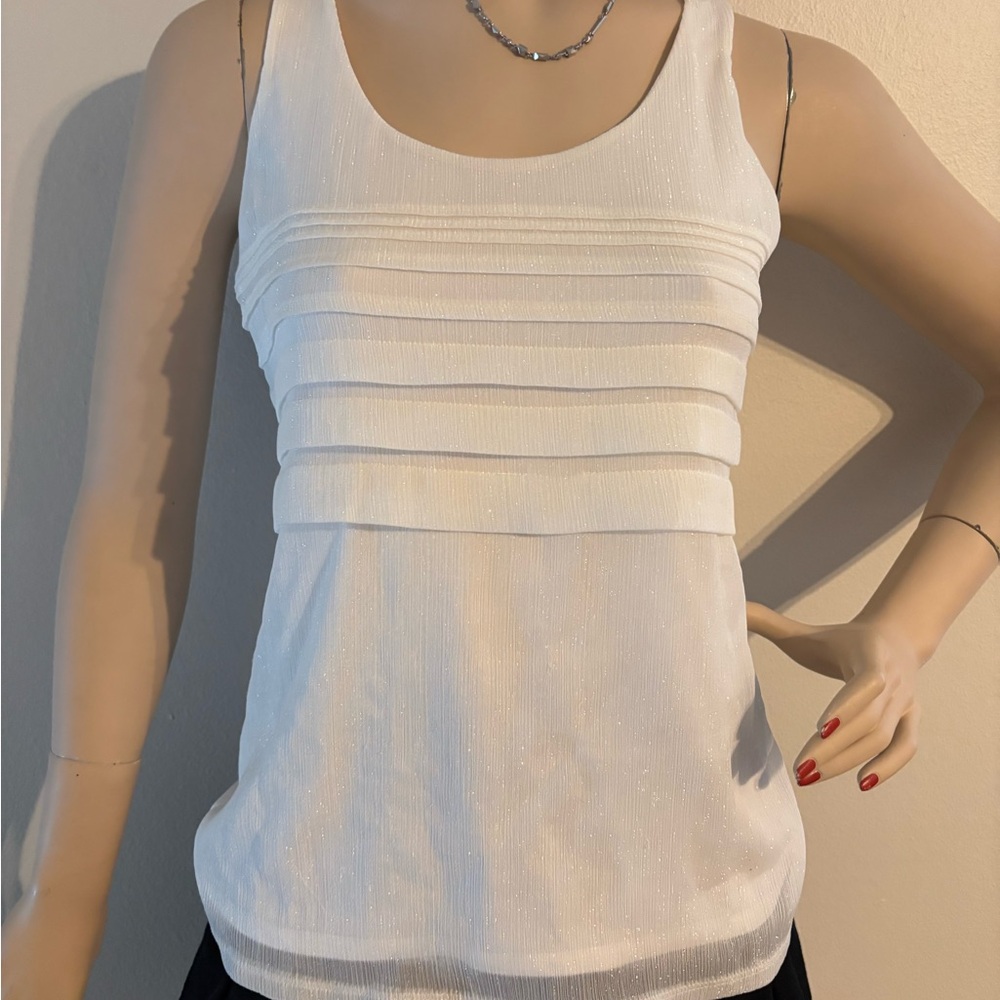 Express White Sleeveless Ribbed Pintuck Tank Top